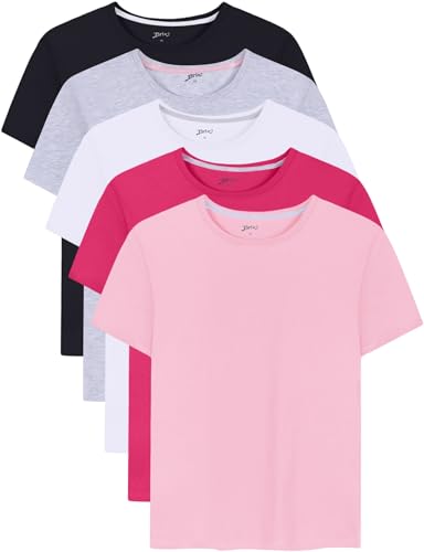 Brix Girls Shirts 5 Pack - Short Sleeve Tees for Girls T-Shirts 100% Cotton Tagless Kids Fashion Summer Tops.