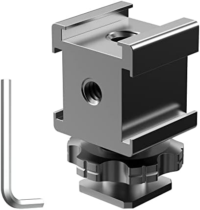 NUOBAKE Camera 3-Side Hot Shoe Mount Adapter 360 Degree Swivel Triple Cold Shoe Bracket for Monitor Microphone LED Video Light Compatible with Sony Canon Nikon DSLR Compact Camera Vlog Film