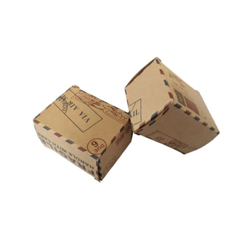 Candy Favor Boxes with Compass Rope Kraft Paper 50pcs Vintage Airmail