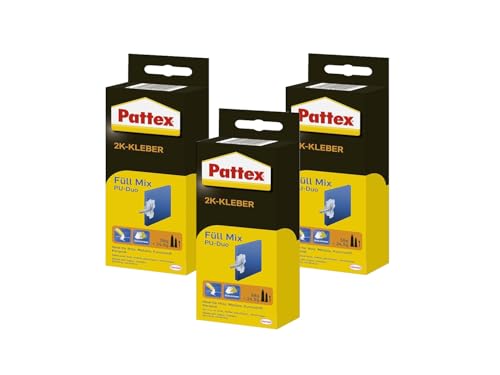 Pattex 2K-Kleber Füll Mix, 3x 82,5g, Epoxidharz-Kleber für Holz, Metall, Kunststoff, Keramik, Professionelle Reparaturen