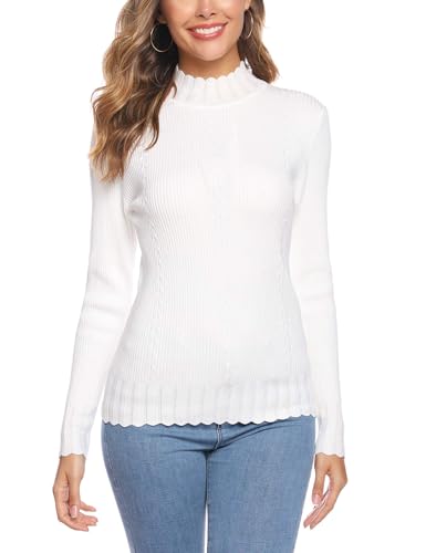 Sykooria Jersey Elegante para Mujer con Cuello Alto Suéter para Mujer Pullover Tops Primavera Otoño Suéter de Punto Suéter de cálido y Suéter Invierno
