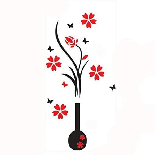 3D Wall Stickers, DIY Vase Flower Tree Crystal Arcylic 3D Wall Stickers Home Livingroom Decoration 80X40cm