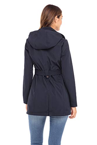 Sebby Collection Women's Soft Shell Trench Coat with Detachable Hood4
