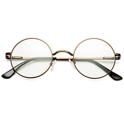 Pro Acme Non Prescription Clear Lens Glasses Retro Small Round Metal Frame