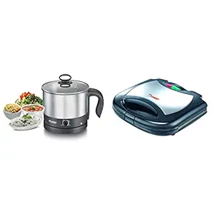 Prestige Multi Cooker 1 Litre - PMC 1.0+ + Prestige PSMFS 700-Watt Sandwich Toaster (Black/Silver)