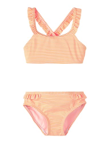 NAME IT Girl's Nmfziline Box Bikini, Orange Pop, 98/104