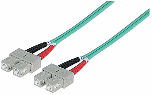 intellinet 750837 Glasfaser LWL Fiber Optic Kable Duplex SC/SC (50/125) OM3 2m Aqua