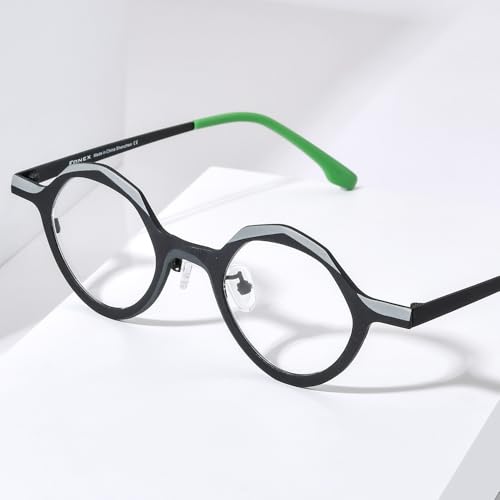 Image of FONEX Colorful Pure Titanium Glasses Frame Women Retro Round Eyeglasses