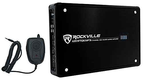 Rockville KRYPTON MF3 1600w Peak/400w RMS 4 Channel Marine Amplifier, Weather Resistant, Compact Design, High Power Output for Boats and Marine Audio Enthusiasts