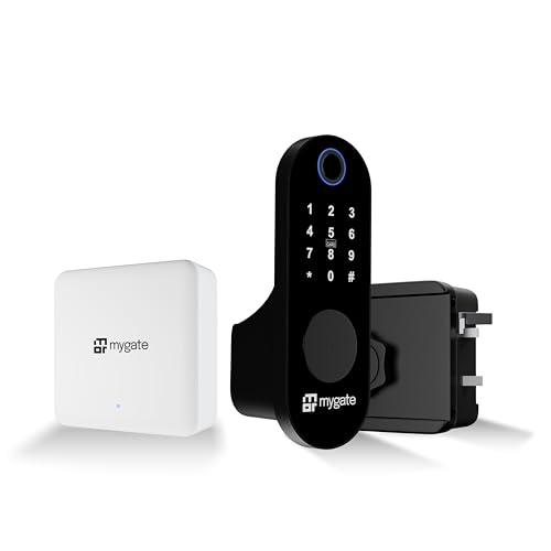 Image of Mygate Smart Lock Edge with Wifi Gateway | Digital Rim Lock for Wooden & Metal Doors | 20-65mm Thickness| 6-in-1 Unlock - Fingerprint, PIN, RFID, App, OTP & Key | Remote Unlock | 2-Year Brand Warranty