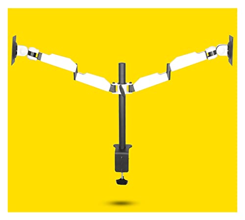 Soporte de mesa de monitor doble JEQGDLUI de acero blanco para dos pantallas de 10-27