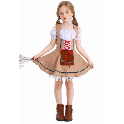 Kid Girls Oktoberfest 𝒞ostume German Fraulein Bavarian Dirndl Dress Child Halloween Cute Beer 𝒞ostumes4