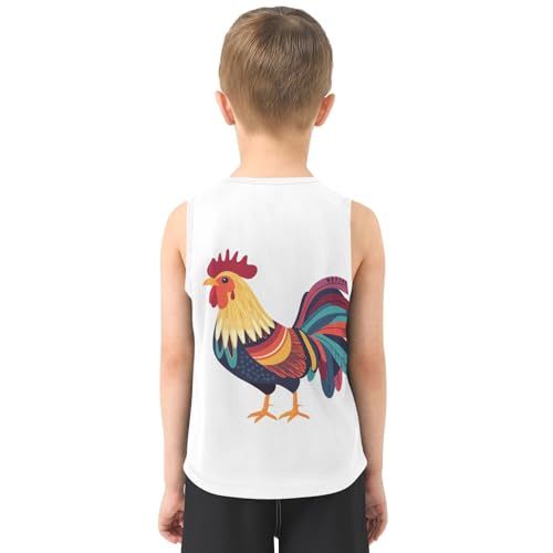 Boys Tank Top Shirts Colorful Rooster Sleeveless T-Shirts Crew Neck for Kids Clothing Children3