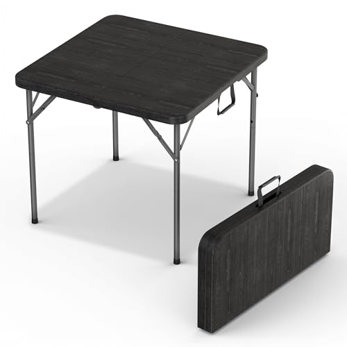 Our Modern Space 34 Square Foldable Table with Built in Handle & Steel Legs | Heavy Duty Portable | Perfect for Party Dining Wedding Events Picnic Indoor Outdoor Camping Utility Temporary