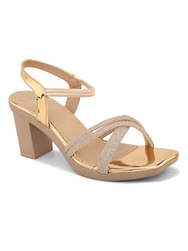 Image of XE Looks Attractive & Comfortable Block Heel Sandal with Ankle Strep for women & Girls