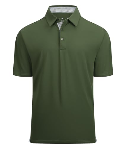 Alex Vando Mens Golf Shirt Moisture Wicking Quick-Dry Solid Short Sleeve Polo Shirts for Men