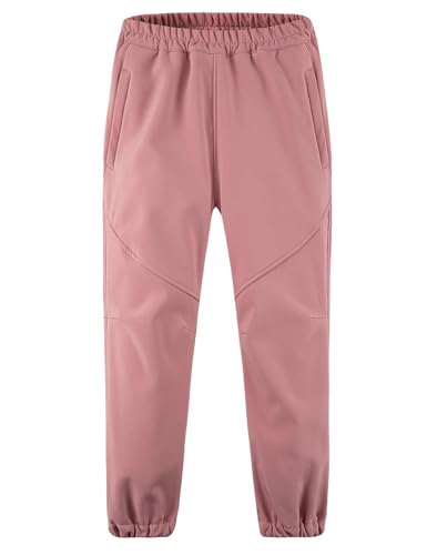 Boys Girls Softshell Trousers Kids Waterproof Windproof Pants Expandable Waist Outdoor Warm Trousers