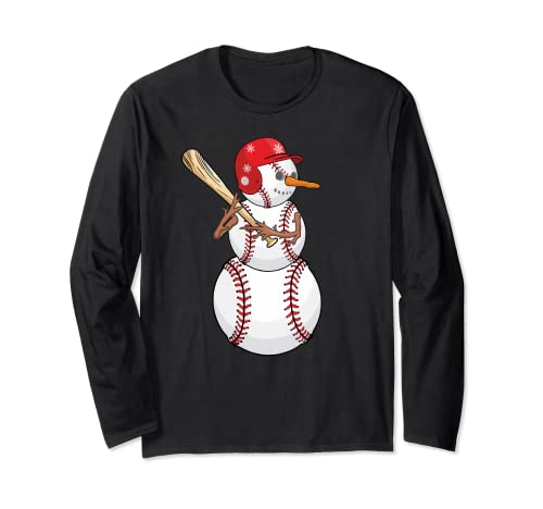Muñeco de nieve de béisbol Divertido Navidad Hombre de nieve Navidad Deportes Amante Manga Larga