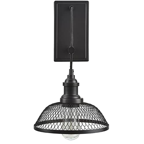 Image of Aspen Creative 62093, One-Light Metal Bathroom Vanity Wall Light Fixture, 8 1 /2 inch Wide, Transitional Design in Bronze with Metal Mesh Shade