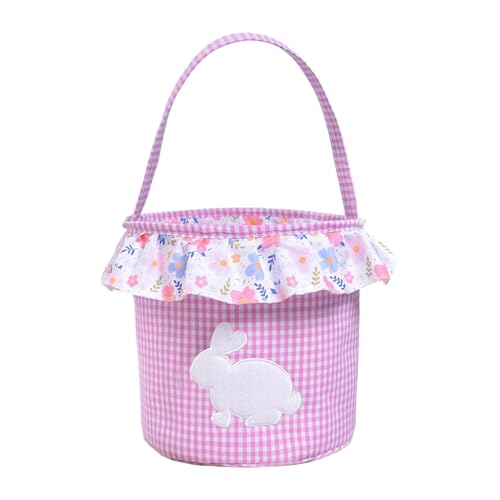 UncleS Tela reutilizable Cubo de Pascua Conejo Impresión Decorativa Papelera Huevos Caza Organizadores Cesta Para Golosinas
