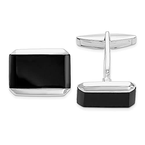 925 Sterling Silver Rectangle Black Onyx Cuff Links Mens Cufflinks Link Collar Stay Fine Jewelry For Dad Mens Gifts For Him #TOP21