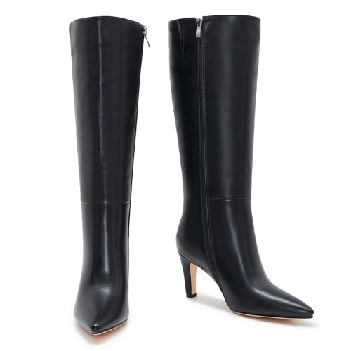 Wide Calf Kitten Heel Boots For Women Knee High pointed toe Tall Long boots Stiletto Heel Side Zipper2