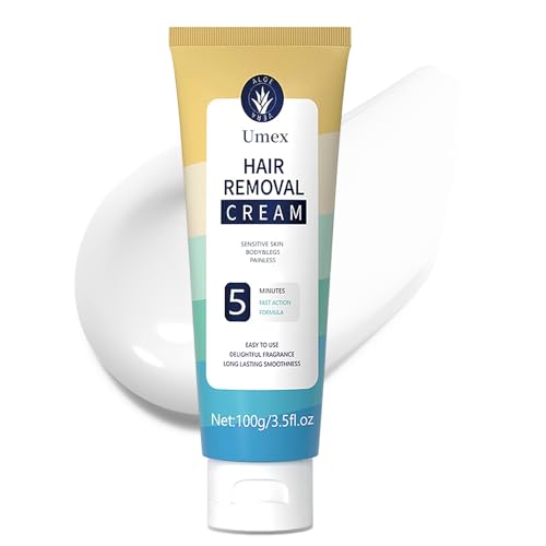 Umex Hair Removal Cream for Sensitive Skin with Aloe Vera & Licorice Extract, Soothes Skin During Hair Removal, Hydrates & Conditions, Suitable for All Skin Types, Men and Women