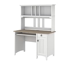 Deal Alert: Bush Furniture Salinas Computer Desk with Hutch | Study Table with Drawers, Cabinets & Pullout Keyboard/Laptop Tray | Modern Home Office Desk in Pure White and Shiplap Gray | Work Desk with Storage - 26% Off!