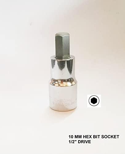 Image of CRV 1 /2 inch Drive Allen Hex Bit Socket, Heavy Duty use, Workshop, Garages, Chrome Vanadium Steel, Rust Free Hardened and Tempered, Anti-Slip & Anti-Corrosion properties 10 MM
