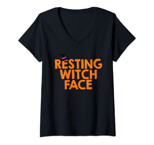 Womens Resting Witch Face Halloween V-Neck T-Shirt