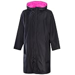 Heatwave Changing Robe Unisex Outdoor Long Sleeve Windproof & Waterproof Robes Hooded Coat For Beach Wild Swimming Surfing Oversized Quick Dry (UK, Alpha, L, XL, Regular, Regular, Black/Pink)