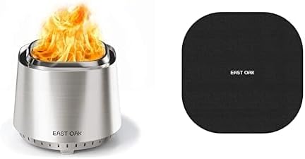 EAST OAK 17'' Fire Pit, Chisel Steel, with Mat