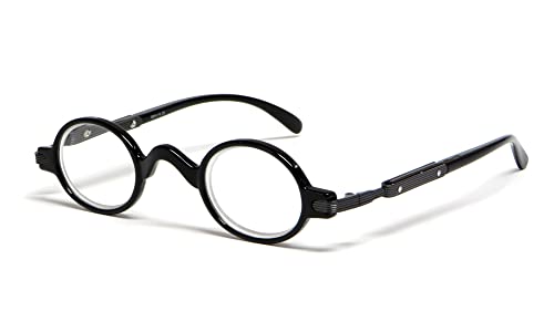 Calabria R314/R501S Vintage Retro Metal Reading Glasses +1.50 Black Men Women Designer Professor Round Single Power Readers