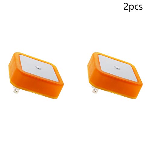 Image of Othmro ABS L62xW62xH40 Plug-in Night Light Warm Light LED Christmas Light Bulb Bed Lights with Auto Dusk-to-Dawn Sensor for Bedroom Kitchen Hallway Yellow US Plug 2Pcs