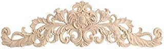 Wood Carved Long Onlay Furniture Decor Wood Carving Decal Wood Carved Flower Sticker Decorative Mouldings Unpainted Home Frame Corner Applique Furniture Home Door Decor DIY European Style