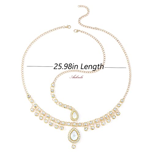 Aukmla Rhinsetones Head Chain Festival Halloween Prom Costume Head Jewelry Fashion Headpieces Headband For Women And Girls (Gold) #TOP1