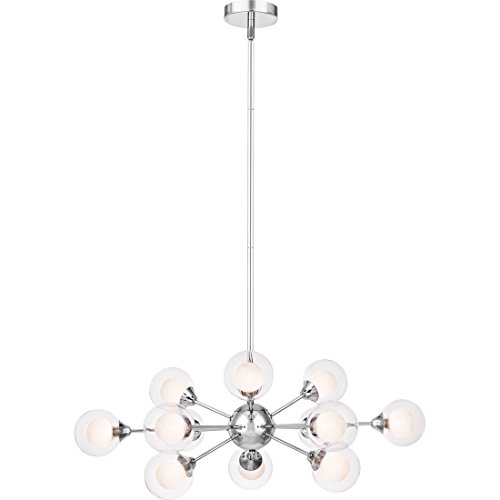 Quoizel Spellbound 12-Light Polished Chrome Chandelier for Dining Room, Luxury Crystal Glass Pendant Lights, Adjustable Height for Sloped Ceilings Room Light, Timeless Shine for Dining & Living Room
