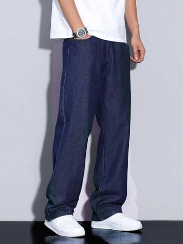 Image of KOTTY Mens Solid|Mid Rise| Coin Pocket|Button|Ankle Length|Loose Fit|5 Pocket Jeans for Mens