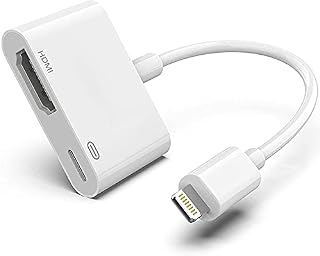 Lightning Digital AV Adapter Apple MFi Certified Lightning to HDMI Adapter HDMI Cable Connector 1080P Sync Screen to TV/HDTV/Monitor/Projector Compatible with iPhone iPad - Need Charging Power - White