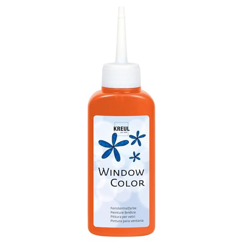 KREUL 42731 - Window Color orange 80 ml, peinture pour fenêtres à base d'eau, avec surface structurée, pour verre, miroirs, carrelages et autres surfaces lisses