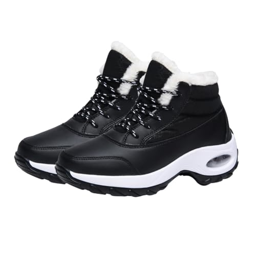 SHOWERORO Botas de Nieve Cálidas para Mujer Botines de Invierno Negros Talla 37 Suela Antideslizante y Forro de Felpa Botas Cómodas para Nieve y Clima Frío