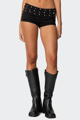 Meiweileya Y2k Foldover Shorts for Women Striped Low Rise Mini Lounge Sleep Pj Micro Shorts Knit Comfy Fold Over Leggings4