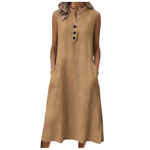 Robe été ample sans manches en coton lin pour rester fraîche et chic