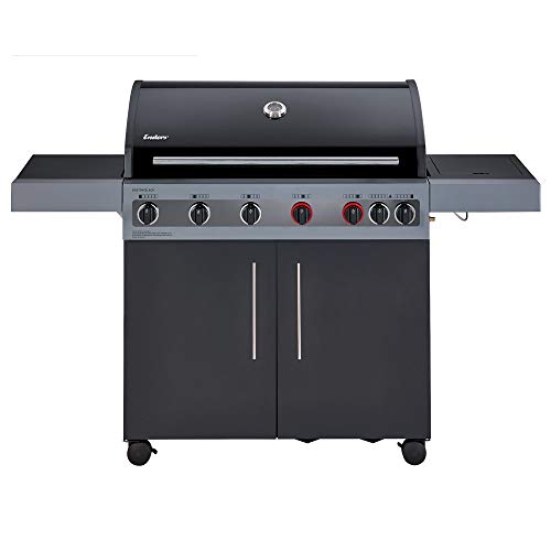 Enders® Gasgrill BOSTON BLACK 6 KR TURBO, 6-Brenner, mit Kocher, TURBO ZONE & HEAT RANGE Brenner-Technologien von Enders®, große Grillflächehochwertiges Edelstahl Rost #8864
