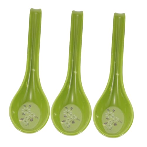 3Pcs Imitation Ceramic Soup Spoons with Long Handles Slip Design Elegant Kitchen Utensils for Home Cooking for Stirring Mixing and Serving