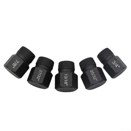Lot de 5 outils de démontage d'écrous - Extracteur de vis multiples pour boulons hexagonaux dénudés, extracteur de boulons en acier haute dureté avec O (E) noir