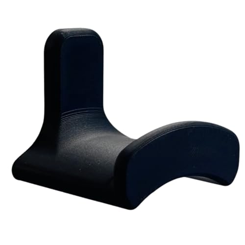 Image of Headphone Wall Mount Holder or Hanger- Universal Headset Holder for Home, Office & Gaming Setup | Space-Saving, Heavy-Duty Plastic Wall Hanger (Black) (Curve, 2, Count)