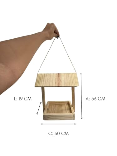 Casinha Para Pássaros Comedouro Rústico Em Madeira Pinus