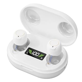 Amplificatore acustico ricaricabile – 3,2 g vestibilità leggera, suono chiaro con riduzione del rumore, uso 35 ore più potenza extra 350 ore, comandi touch e custodia di ricarica LED (bianco)