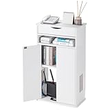 サンワダイレクト ルーター収納ボックス 電話台 木製 引き出し付 スリム 幅48×奥行27×高さ83cm ルーター モデム 配線隠し 収納 ホワイト 200-CB064W